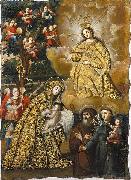 unknow artist Virgin of Mercy with Three Saints oil painting reproduction